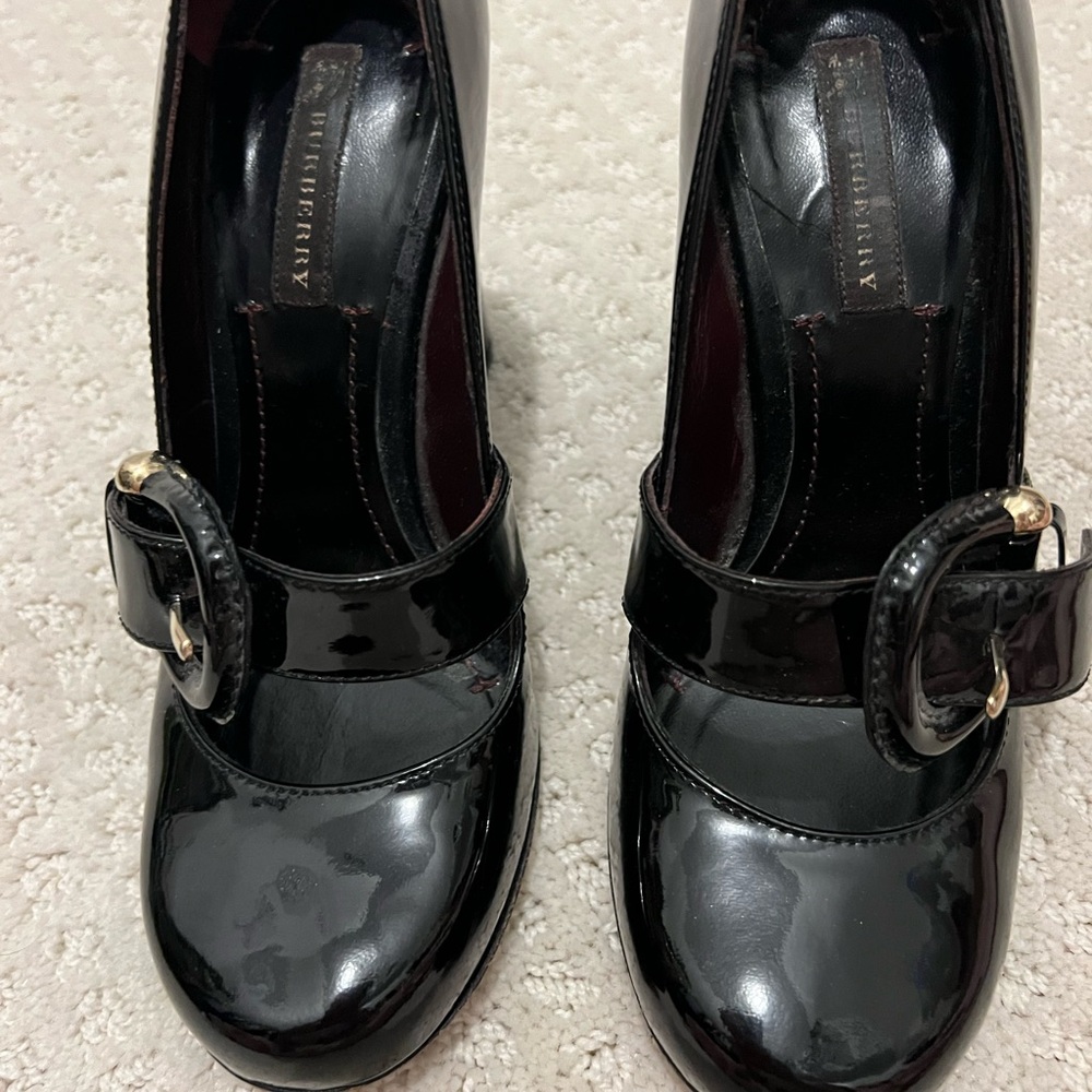 Beautiful, black patent leather, Mary Jane’s Burberry